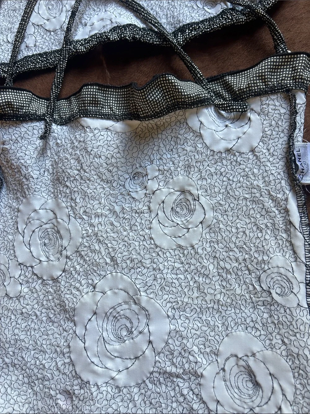 CHANEL 2004 BLACK WHITE CAMELLIA POLYESTER ENSEMBLE